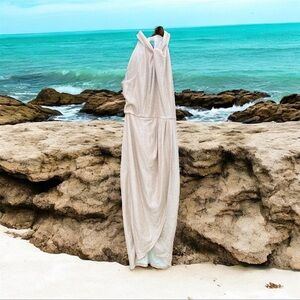 Julia Jordan Taupe Silver Glitter Tulip Hem Knot Neck Dress